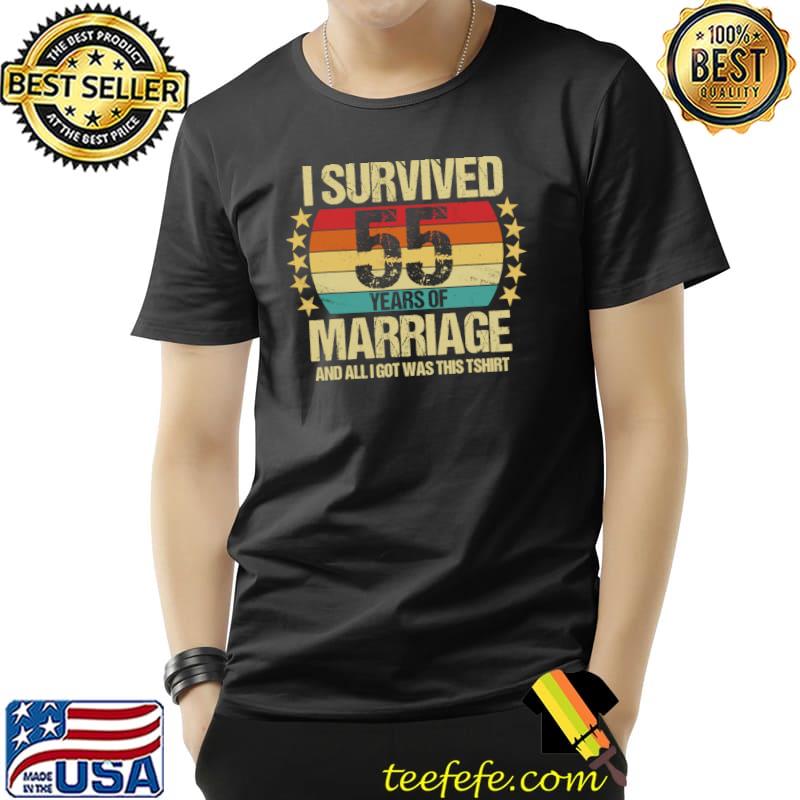 I Survived 55 Years Of Marriage Wedding Anniversary Vintage Stars T-Shirt