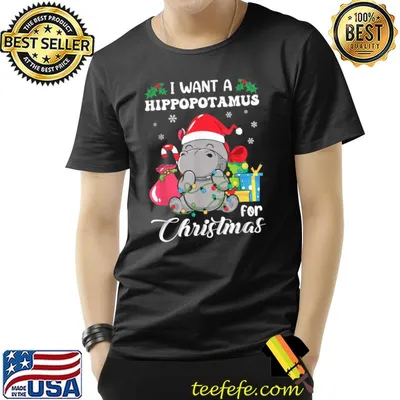 I Want A Hippopotamus For Christmas Hippo Shirt Pajamas Xmas T-Shirt