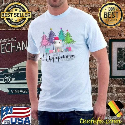 I Want A Hippopotamus For Christmas Tree Hippo Doodle Draw T-Shirt