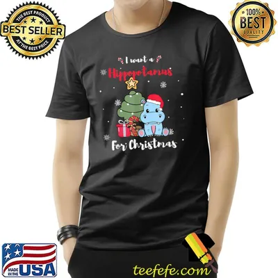 I Want A Hippopotamus For Christmas Xmas Tree Gift Santa Hat T-Shirt