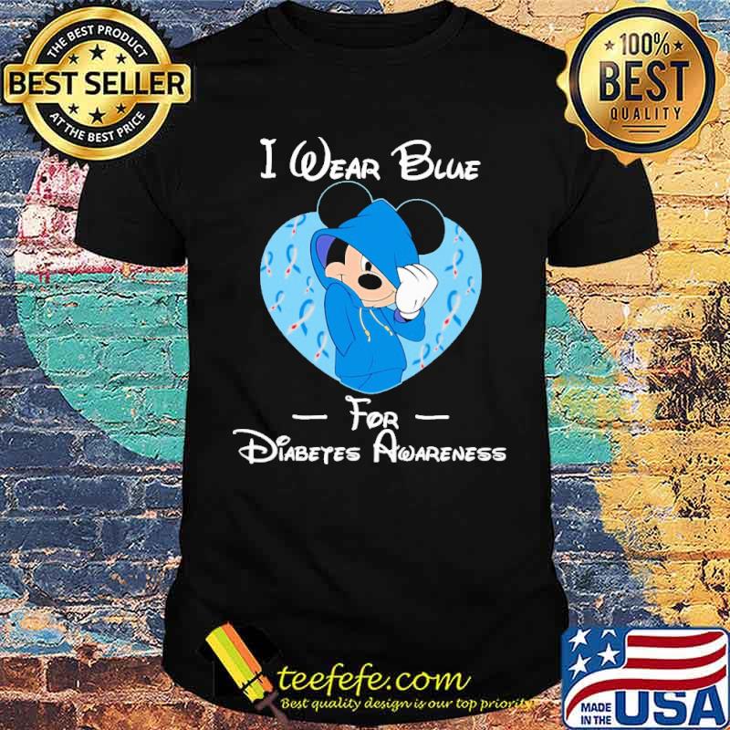 I Wear Blue For Diabetes Awareness Mickey Shirt
