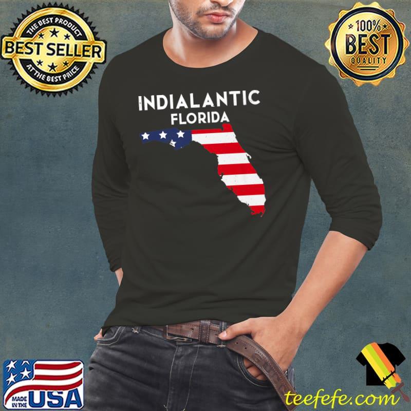 Indialantic Florida American Flag Maps State America Travel Floridian T-Shirt Long Sleeve Tee Indialantic Florida American Flag Maps State America Travel Floridian T-Shirt Long Sleeve Tee