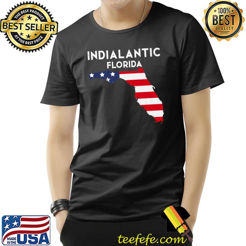 Indialantic Florida American Flag Maps State America Travel Floridian T-Shirt