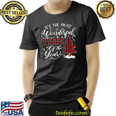 It's The Most Wonderful Time Of The Year Christmas Tree Red Plaid T-Shirt