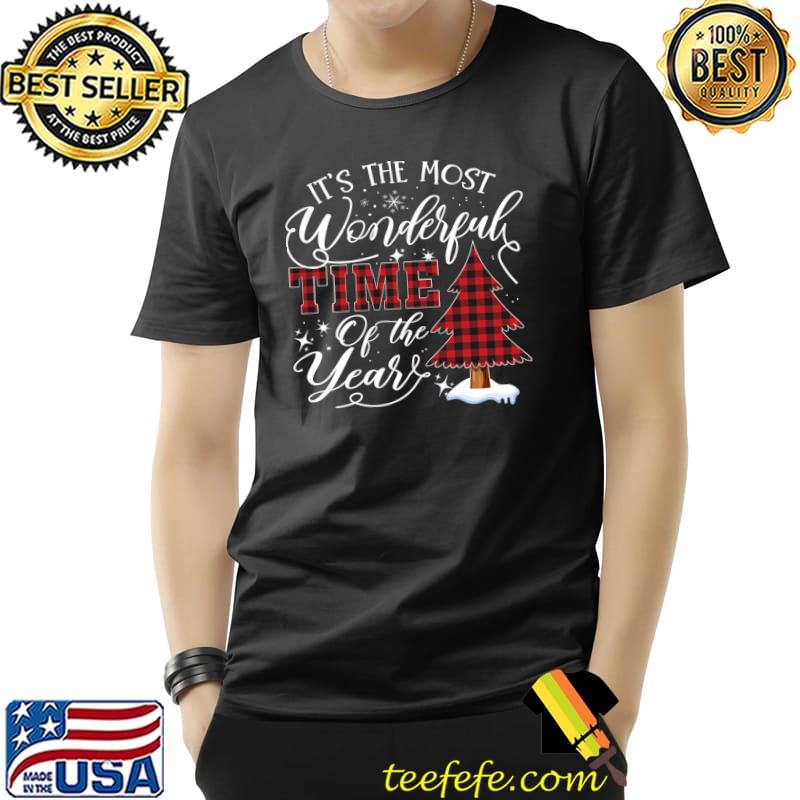 It's The Most Wonderful Time Of The Year Christmas Tree Red Plaid T-Shirt