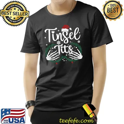 Jingle Balls Tinsel Tits Skeleton Hand Santa Hat Couple Christmas Matching T-Shirt