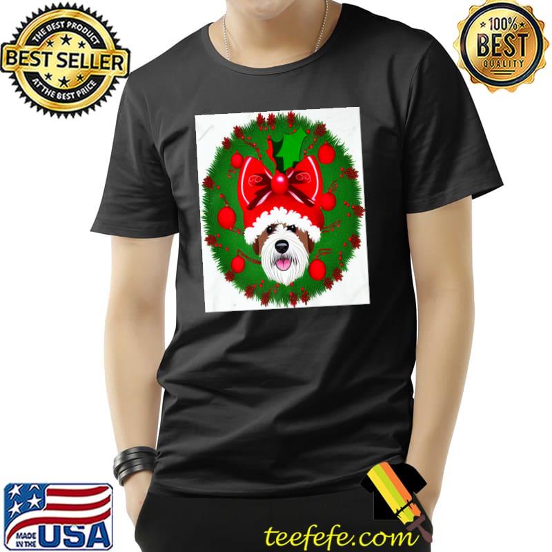 Labradoodle Christmas Wreath Dog In A Wreath T-Shirt