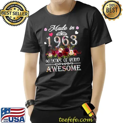 Made In 1963 60 Years Of Being Awesome Birthday Flowers Crown T-Shirt