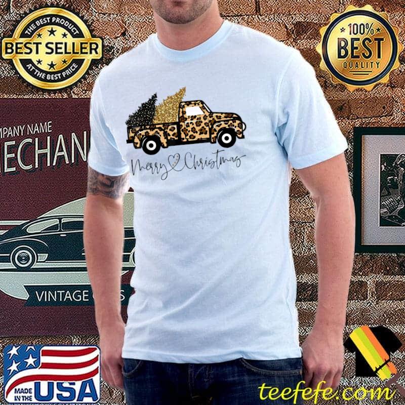 Merry Christmas Leopard Buffalo Truck Tree Red Plaid T-Shirt Merry Christmas Leopard Buffalo Truck Tree Red Plaid T-Shirt