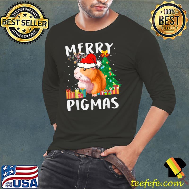 Merry Pigmas Guinea Pig Christmas Gifts Hat Santa T-Shirt Long Sleeve Tee Merry Pigmas Guinea Pig Christmas Gifts Hat Santa T-Shirt Long Sleeve Tee
