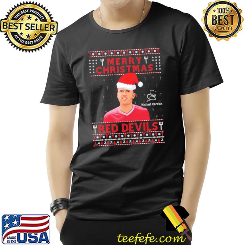 Michael carrick manchester united merry christmas red devil classic shirt Michael carrick manchester united merry christmas red devil classic shirt