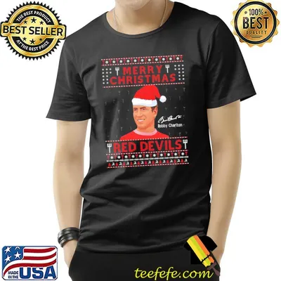 Sir bobby charlton manchester united merry christmas red evil shirt