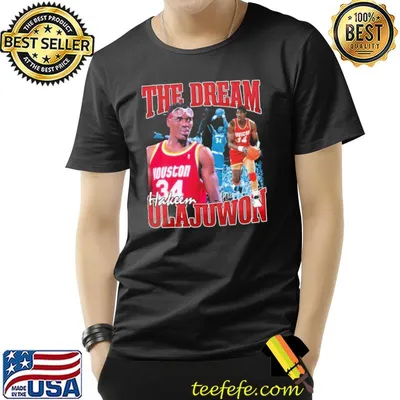 Vintage hakeem olajuwon the dream basketball legend signature retro classI shirt