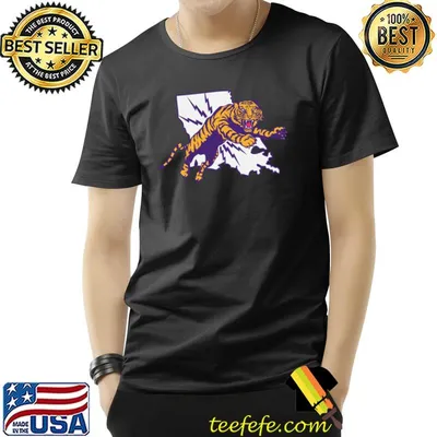 Vintage Purple and Gold Tiger Attack Louisiana Football T-Shirt