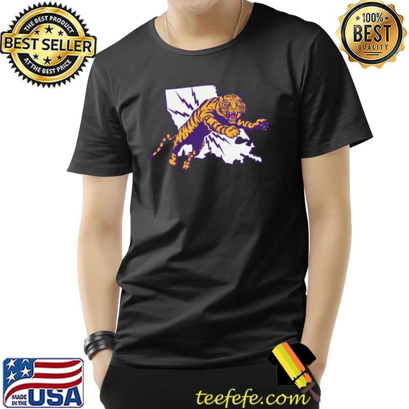 Vintage Purple and Gold Tiger Attack Louisiana Football T-Shirt