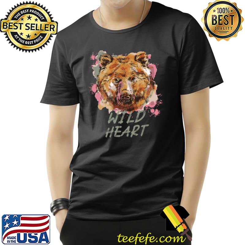 Watercolor bear face wild heart T-Shirt