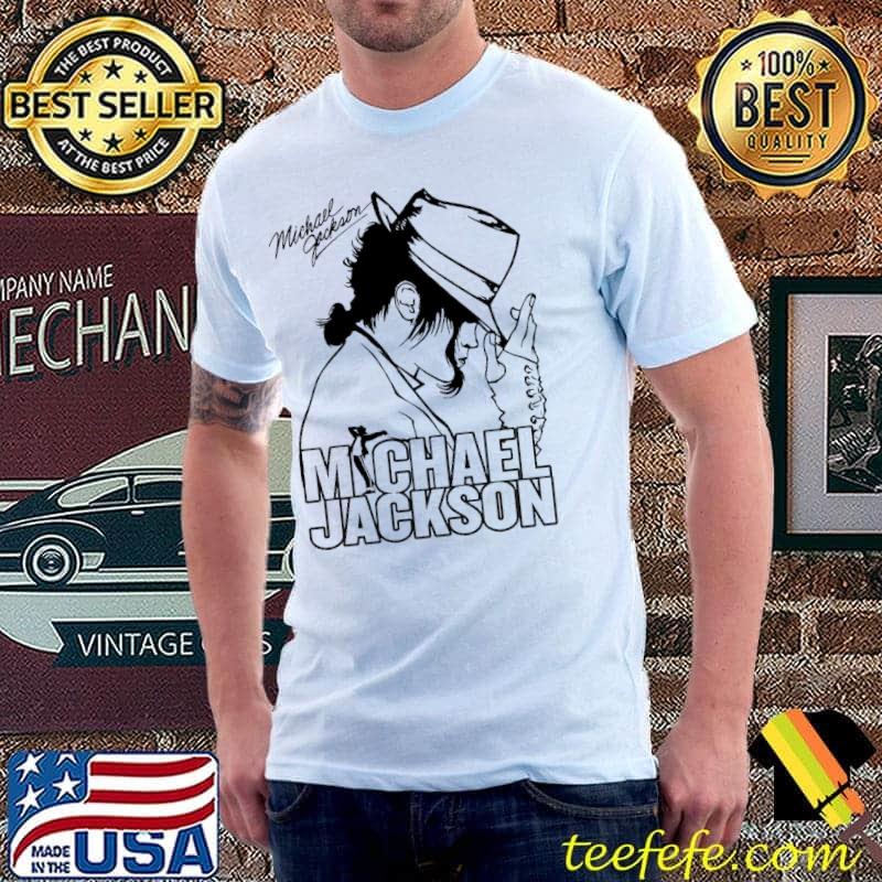 White outline art michael jackson king of pop shirt