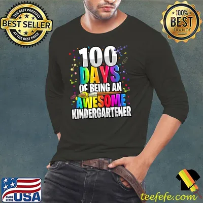 100 Days Of Being An Awesome Kindergartener 100th Day School Colors T-Shirt