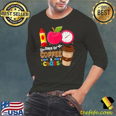 100 Days Of Coffee And Chaos Apple Crayon 100th Day Of School For Teacher T-Shirt