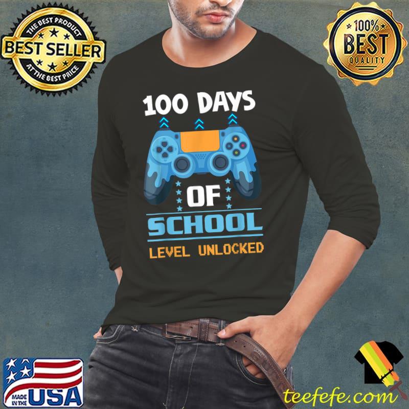100 Days Of School Level Unlocked Gamer Student And Teacher Controller T-Shirt