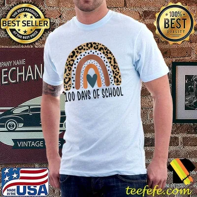 100 Days Smarter Rainbow Leopard 100th Day Of School Gifts T-Shirt