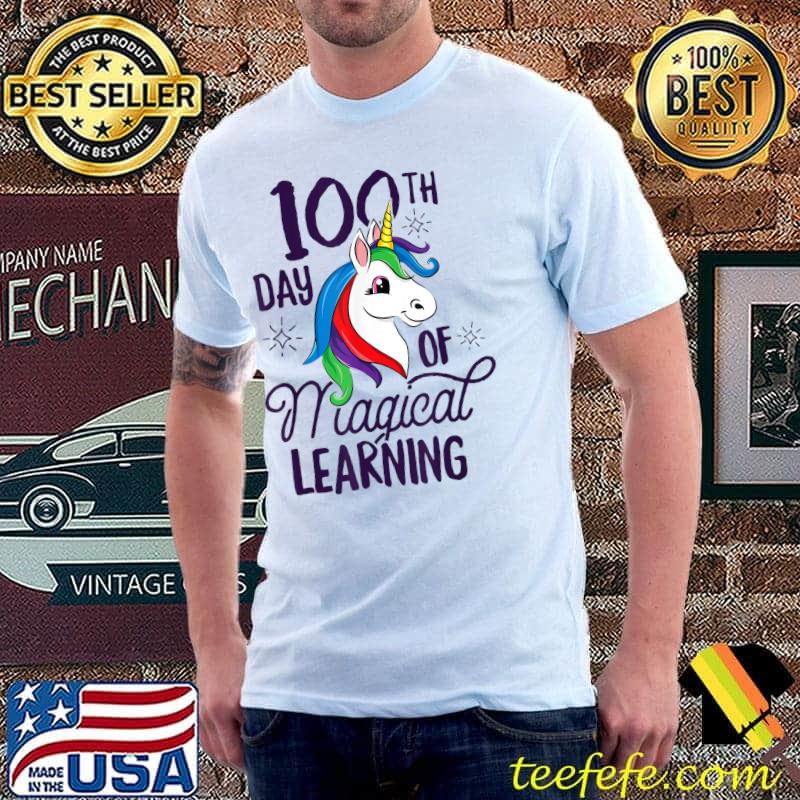 100th Day Of Magical Learning 100 Days Of School Unicorn T-Shirt