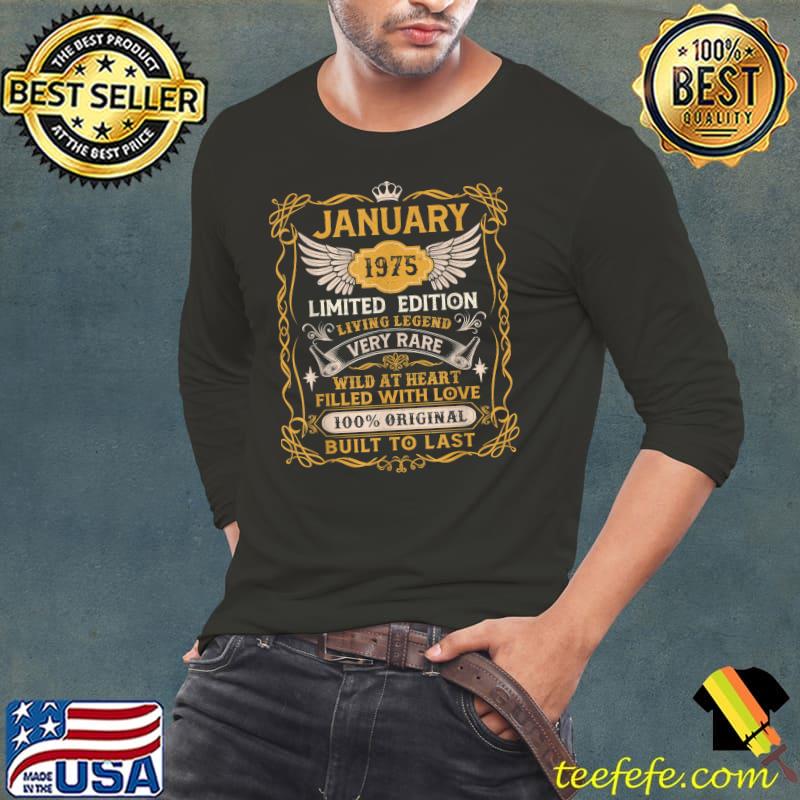 48th Birthday Awesome Since January 1975 48 Years Old Limited Edition Wild At Heart Filled With Love Wings T-Shirt Long Sleeve Tee 48th Birthday Awesome Since January 1975 48 Years Old Limited Edition Wild At Heart Filled With Love Wings T-Shirt Long Sleeve Tee