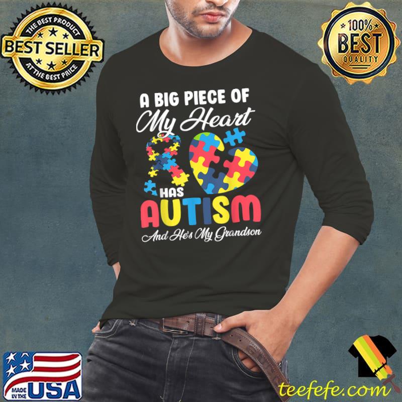 A Big Piece Of My Heart Has Autism Awareness Grandma Grandpa T-Shirt