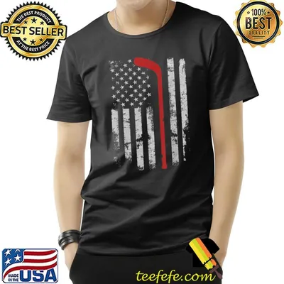 American Flag Hockey Usa Patriotic Hockey Player T-Shirt
