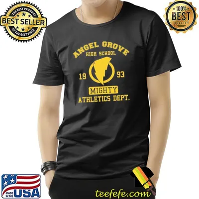 Angel grove high mighty athletics dept 1993 vintage power rangers shirt