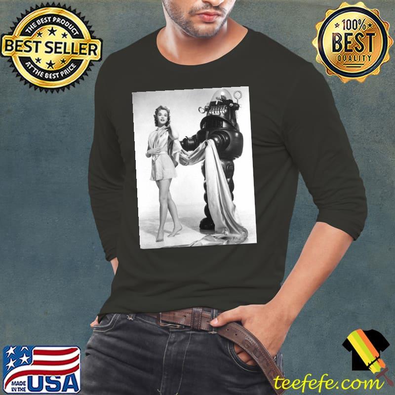 Anne Francis and Robby the Robot Shirt Long Sleeve Tee Anne Francis and Robby the Robot Shirt Long Sleeve Tee