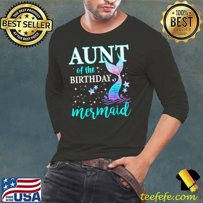 Aunt Of The Birthday Girl Mermaid B-Day Matching Family Stars Tye Die T-Shirt