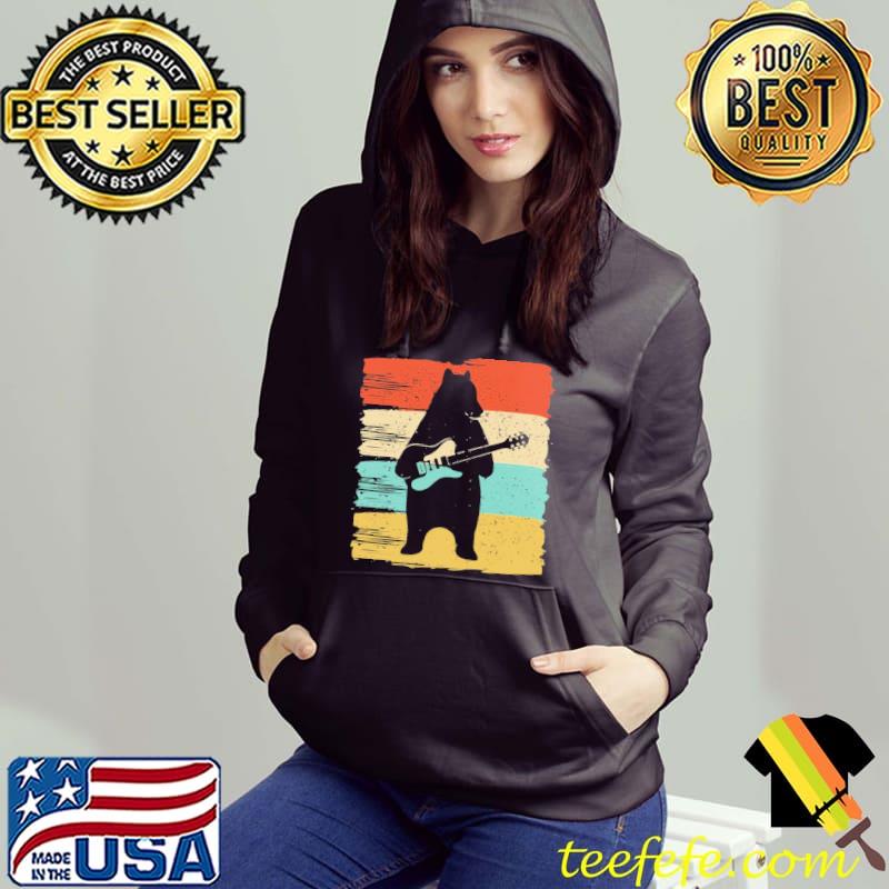 Bear playing guitar rock music for guitarists retro vintage s Hoodie Bear playing guitar rock music for guitarists retro vintage s Hoodie