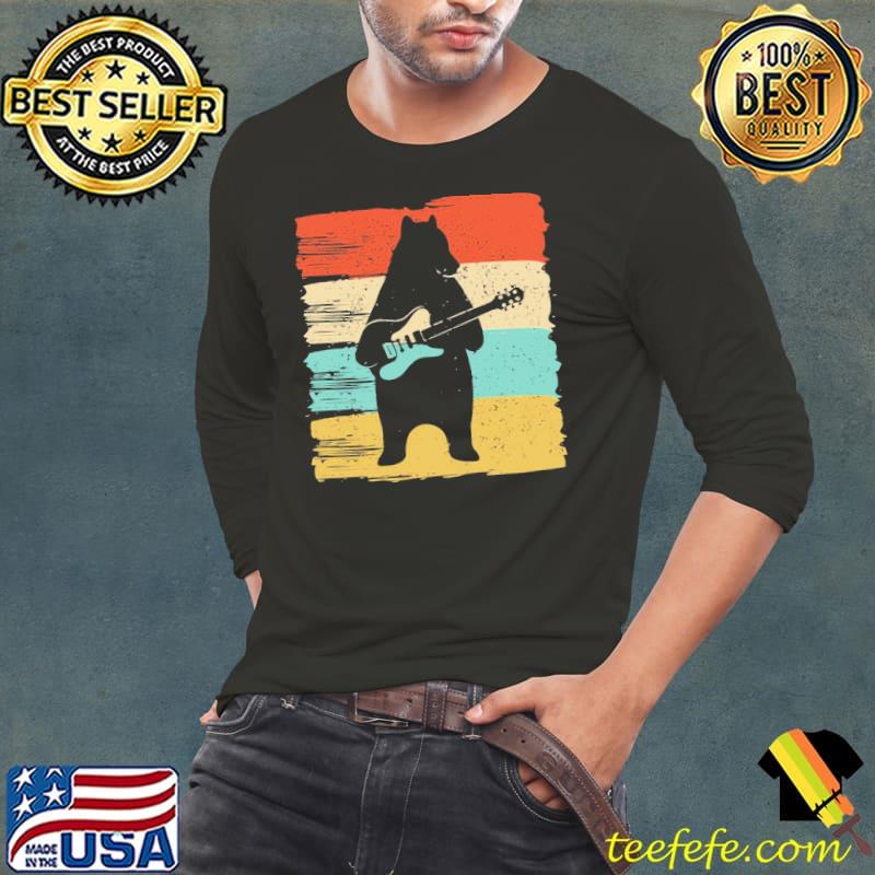 Bear playing guitar rock music for guitarists retro vintage s Long Sleeve Tee Bear playing guitar rock music for guitarists retro vintage s Long Sleeve Tee