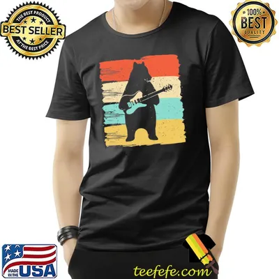 Bear playing guitar rock music for guitarists retro vintage shirt