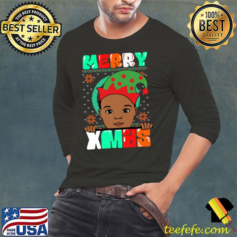 Black Boys Melanin Christmas Ugly Xmas Sweater Boy Pajama T-Shirt