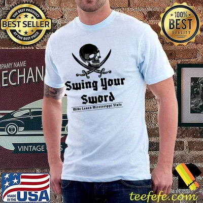 Classic mike leach swing your sword mike leach pirate Washington state shirt