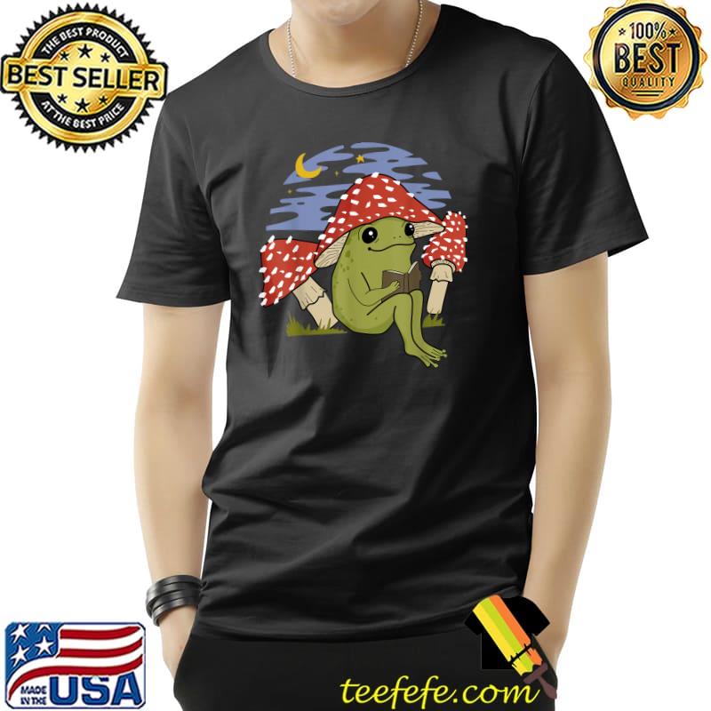 Cottagecore Frog Frog With Mushroom Hat Frogs Lovers Moon Stars T-Shirt Unisex Cottagecore Frog Frog With Mushroom Hat Frogs Lovers Moon Stars T-Shirt Unisex