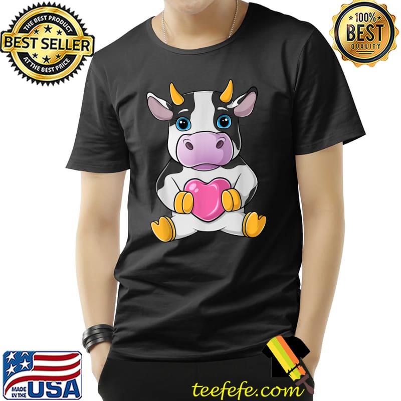 Cow Heart Holding Heart Valentine's Day Farm Animal T-Shirt Unisex Cow Heart Holding Heart Valentine's Day Farm Animal T-Shirt Unisex