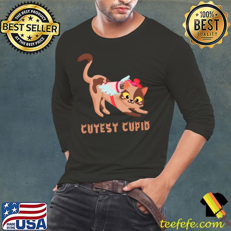 Cutest Cupid Valentines Day Cat Owner Lover Lady Mom Dad Fun T-Shirt