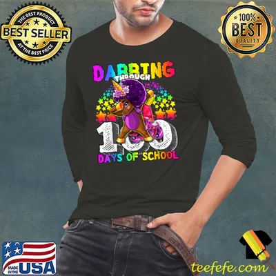 Dabbing Through 100 Days Of School Cute Unicorn Dabbing Stars Watercolor T-Shirt