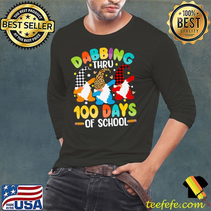 Dabbing Thru Gnomes 100 Days Of School Gnome Plaid And Leopard T-Shirt