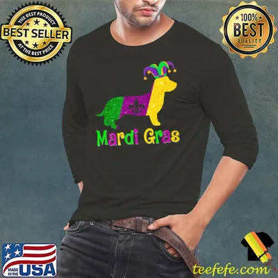 Dachshund Dog Lover Mardi Gras Carnival Jester T-Shirt