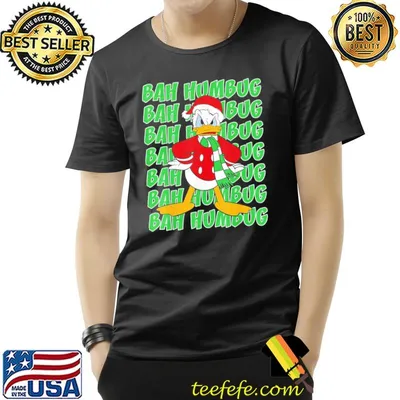 Dis ney Donald duck bah humbug christmas text stack classic shirt