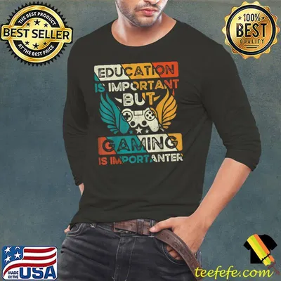 Education Is Important But Gaming Is Importanter Gamer Wings Vintage T-Shirt