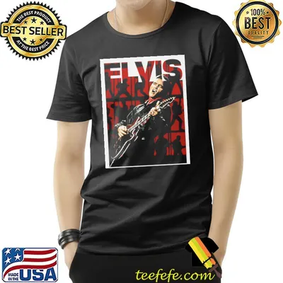 Elvis presley red illustration guitarist classic shirt