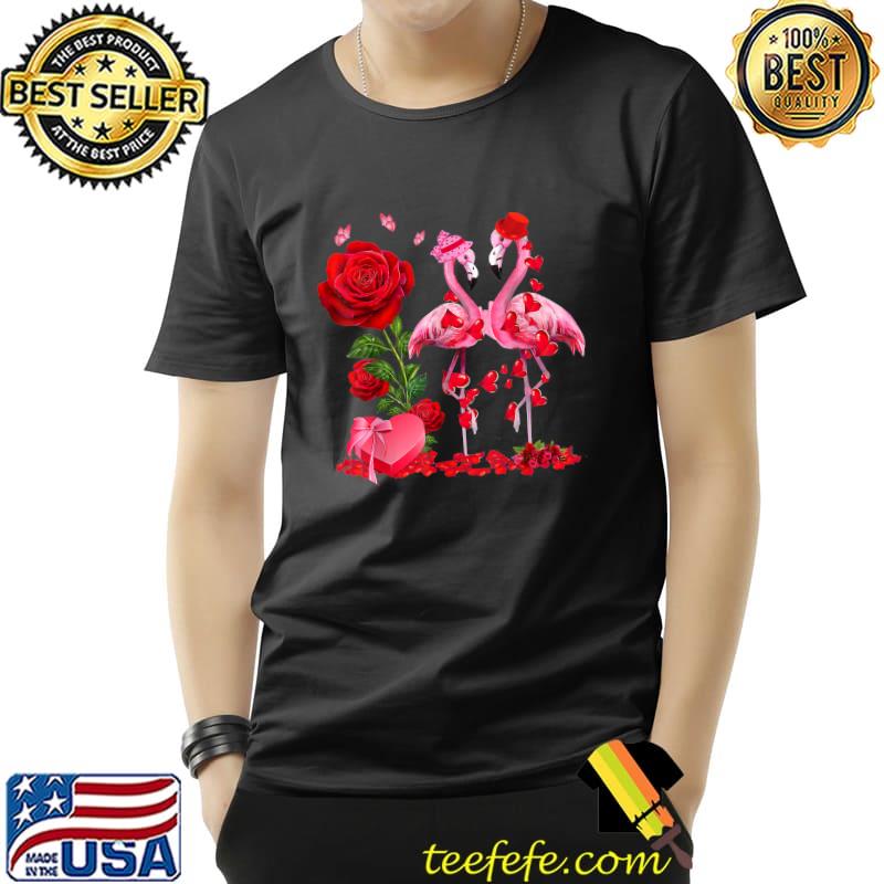 Flamingo Birds Couple Valentines Day Flamingo Lover Roses T-Shirt Unisex Flamingo Birds Couple Valentines Day Flamingo Lover Roses T-Shirt Unisex