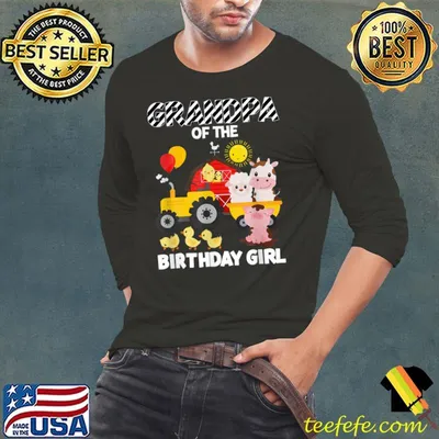 Grandpa Of The Birthday Girl Farm Barnyard Party Cow Lover T-Shirt