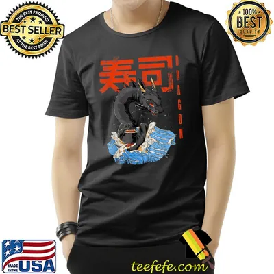 Great Sushi Dragon chinese Mythology Creature Tattoo design T-Shirt