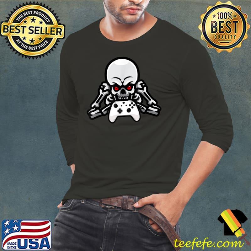 Halloween Sitting Skeleton Gamer Video Gaming Chair T-Shirt
